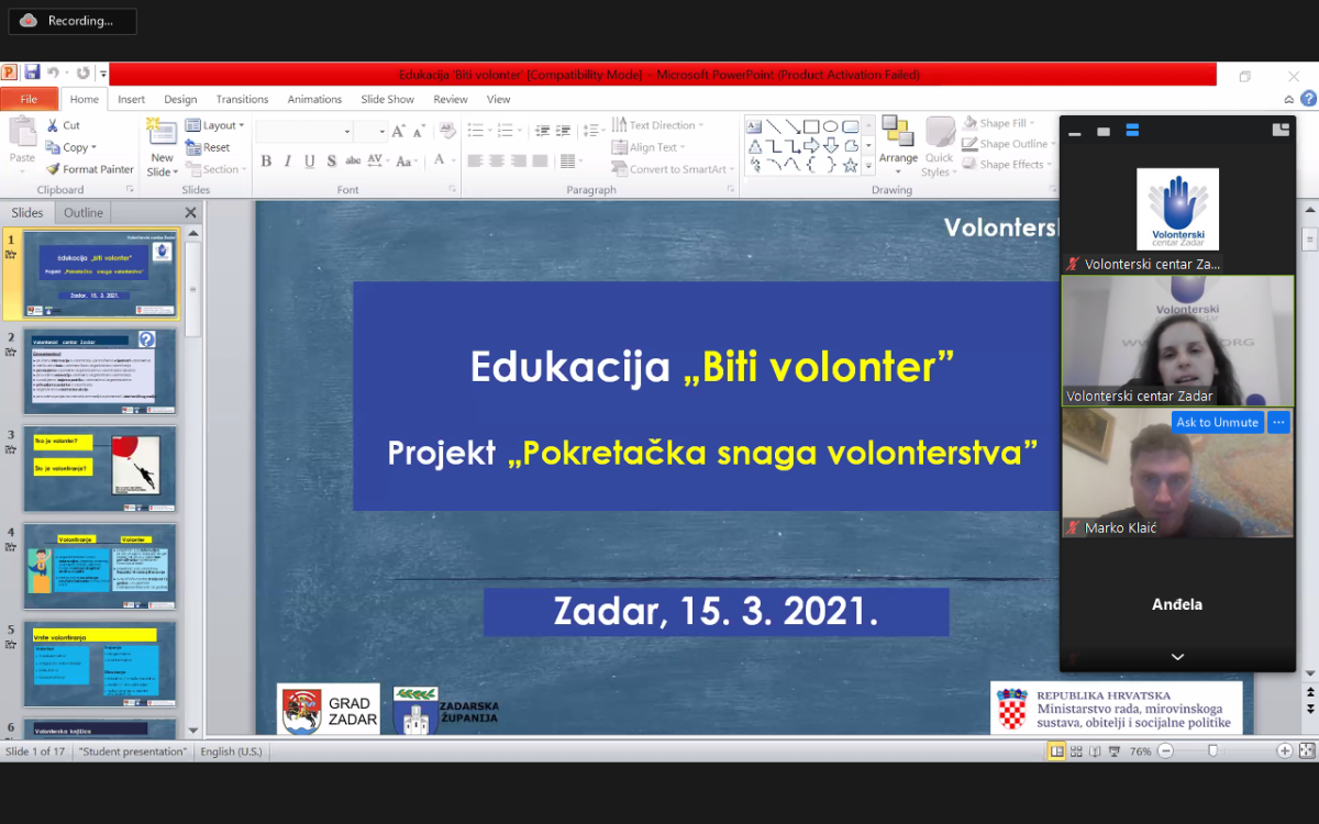Održana edukacija "Biti volonter"