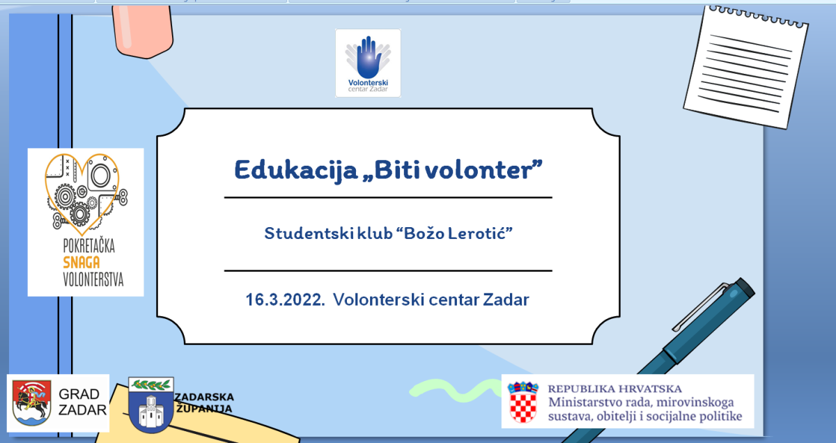 Održana edukacija "Biti volonter" za volontere uključene u volonterski program pomoći u učenju