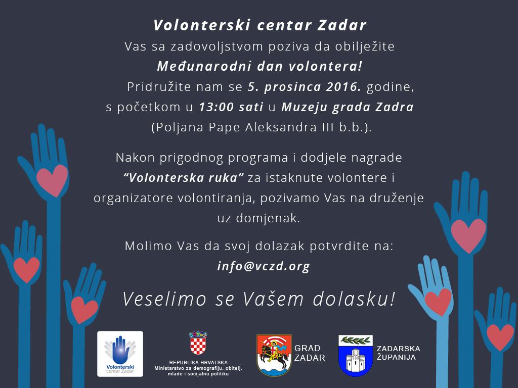 Pozivamo Vas na obilježavanje  Međunarodnog dana volontera