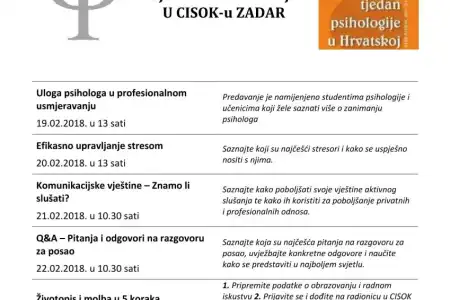 Tjedan psihologije u CISOK-u Zadar