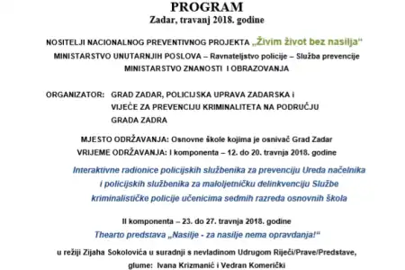 Poziv na predstavu „Nasilje -  za nasilje nema opravdanja!“