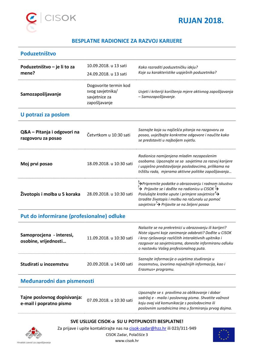 Najava rujanskih aktivnosti u CISOK-u
