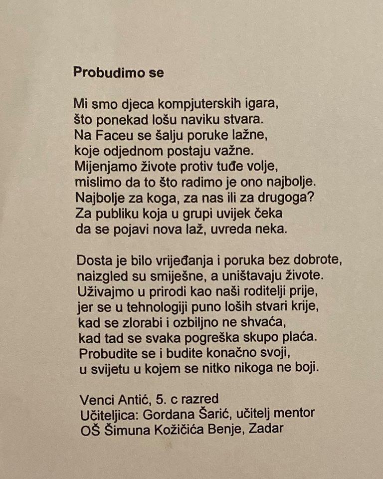 Pobjednički rad Nagradnog natječaja "NE! nasilju na internetu"