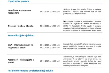 Najava CISOK-ovih aktivnosti u prosincu