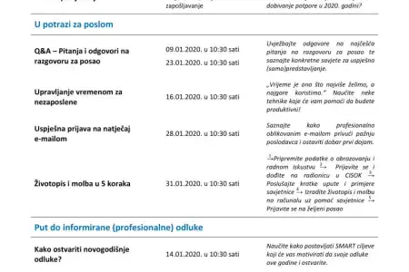 Najava CISOK-ovih aktivnosti u siječnju