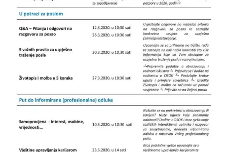Najava radionica u zadarskom CISOK-u za ožujak